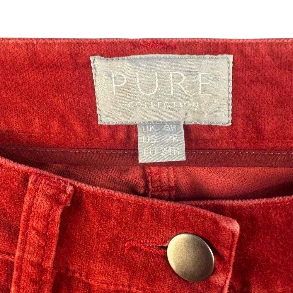 Pure Collection Red Corduroy Pants Straight Leg Womens Size 2R UK 8R EU 34R